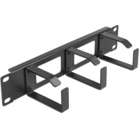 Delock 10″ Cable Management Routing Panel with 2 openings and 3 hooks 1U black