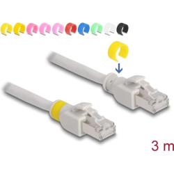 Delock Network cable RJ45 Cat.6A S/FTP with colored clips 3 m