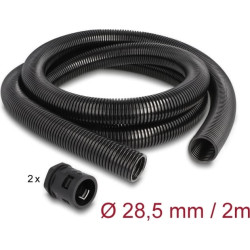 Delock Cable protection sleeve 2 m x 28.5 mm with 2 x PG21 conduit fitting set black
