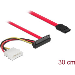 Delock Kabel SATA 6 Gb/s 7 Pin Buchse + Molex 4 Pin Strom Stecker > SATA 22 Pin Buchse oben gewinkelt 50 cm