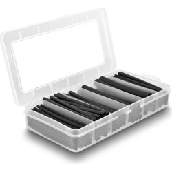 Delock Heat shrink tube assortment box, dual wall with inside adhesive, shrinkage ratio 3:1, black 122 pieces