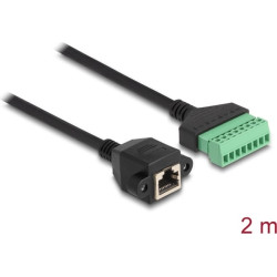 Delock RJ45 Cable Cat.6 female to Terminal Block Adapter for built-in 2 m 2-part