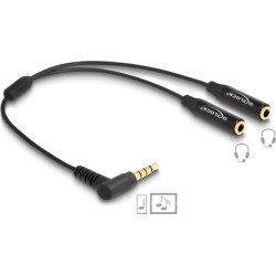 Delock Audio Splitter stereo jack male 3.5 mm to 2 x stereo jack female 3.5 mm 4 pin angled