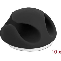 Delock Cable Holder Mini with 2 feed-throughs self-adhesive Set 10 pieces black