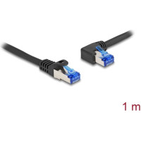 Delock RJ45 Network Cable Cat.6A S/FTP straight / left angled 1 m black