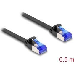 Delock RJ45 Flat Patch Cable plug to plug Cat.6A flexible 0.5 m black