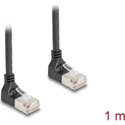 Delock RJ45 Network Cable Cat.6A S/FTP Slim 90° downwards / downwards angled 1 m black