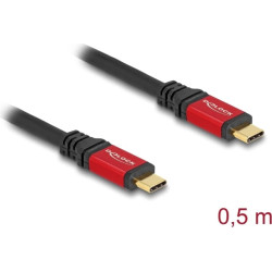 Delock USB 20 Gbps Cable USB Type-C™ male to male PD 3.0 100 W E-Marker 0.5 m red metal