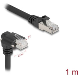 Delock GigE Kamera Cable RJ45 plug 90° angled with screws to RJ45 plug Cat.6 S/FTP 1 m black