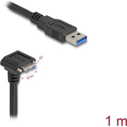 Delock USB 5 Gbps Cable USB Type-A male straight to USB Micro-B male 90° downwards angled with screw distance 18 mm 1 m black
