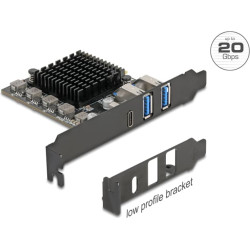 Delock PCI Express x4 Card to 1 x USB Type-C™ 20 Gbps + 2 x Type-A 10 Gbps - Low Profile Form Factor