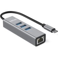 Roline USB Type C to Gigabit Ethernet Converter + Hub 3x