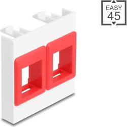 Delock Easy 45 Module with two Keystone Holders 45 x 45 mm, white / red