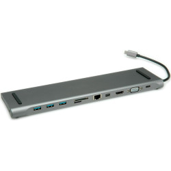 Roline USB 3.1 Typ C Multiport Docking Station, 4K HDMI,Mini DP, VGA, 3 USB 3.0, 1 SD