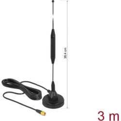 Delock GSM Antenna SMA plug 3.5 dBi fixed omnidirectional with magnetic base and connection cable RG-174 3 m outdoor black