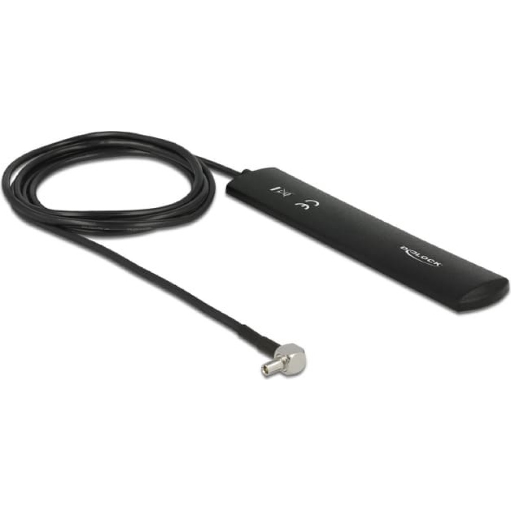 Delock LTE Antenna TS-9 plug 90° 3 dBi omnidirectional fixed black self adhesive