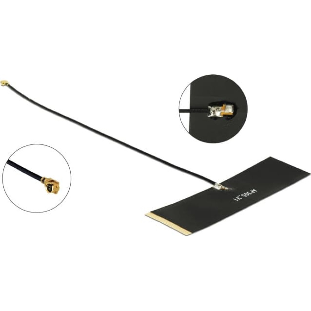 Delock TETRA 430 - 470 MHz Antenna MHF plug 0 dBi 1.13 15 cm black self adhesive