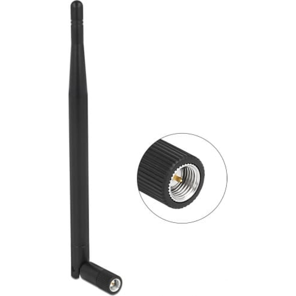 Delock LPWAN 863 MHz - 928 MHz Antenna SMA plug 1.64 dBi omnidirectional with tilt joint black