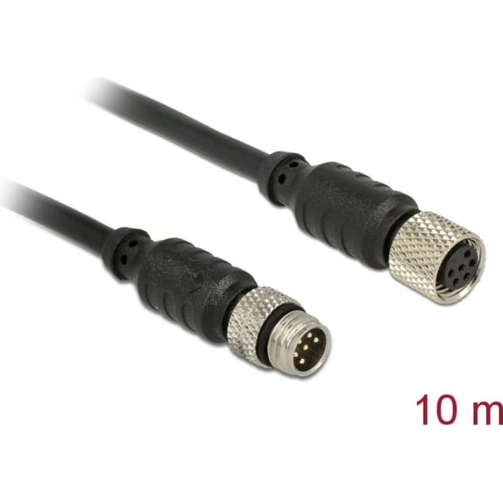 Delock M8 sensor / actuator extension cable M8 6 Pin male to M8 6 Pin female waterproof 10 m