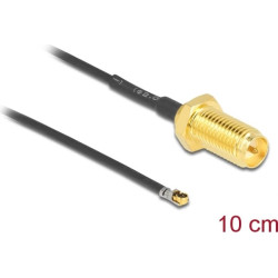 Delock Antenna Cable RP-SMA jack bulkhead to MHF® 4L LK plug 1.37 10 cm thread length 10 mm