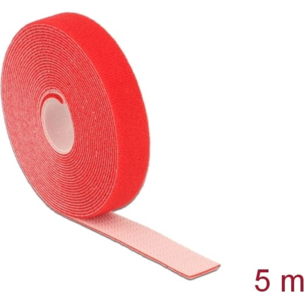 Delock Hook-and-loop tape on roll L 5 m x W 20 mm red