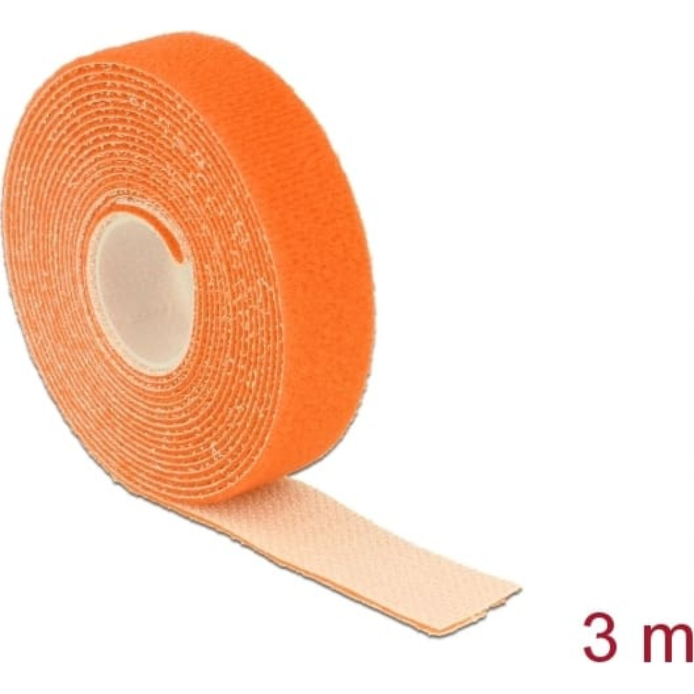 Delock Hook-and-loop tape on roll L 3 m x W 20 mm orange