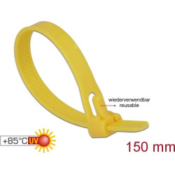 Delock Cable ties reusable heat-resistant L 150 x W 7.5 mm 100 pieces yellow
