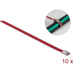 Delock Stainless Steel Cable Ties L 500 x W 7.9 mm red 10 pieces