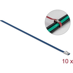 Delock Stainless Steel Cable Ties L 300 x W 4.6 mm blue 10 pieces