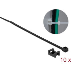 Delock Screw Fixing Mount 15 x 10 mm with Cable Tie L 200 x B 3.6 mm black