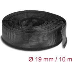 Delock Braided Sleeving with Hook-and-Loop Fastener 10 m x 19 mm black