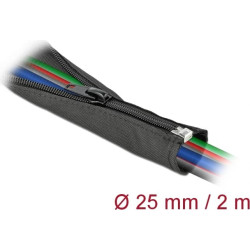 Delock Woven Sleeve with zip fasterner heat-resistant 2 m x 25 mm black