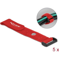 Delock Hook-and-loop cable tie with Loop and Fastening Eyelet L 190 x W 25 mm red 5 pieces