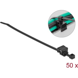 Delock Cable tie with edge clip L 200 x W 4.8 mm black 50 pieces