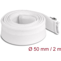 Delock Braided Sleeve with zip fastener heat-resistant 2 m x 50 mm white