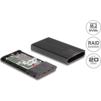 Delock External Enclosure USB 20 Gbps for 2 x M.2 NVMe PCIe SSD with USB Type-C™ female and RAID - tool free