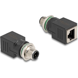 Delock M12 Adapter D-coded 4 pin male to RJ45 jack straight