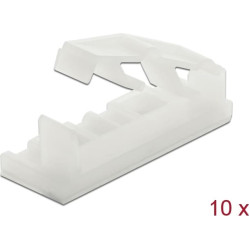 Delock Flat cable holder with locking clip self-adhesive screwable natural 10 pieces