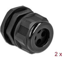 Delock Cable Gland PG21 for round cable with four cable entries black 2 pieces