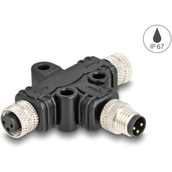 Delock M8 T-Splitter A-coded 3 pin male to 2 x female parallel connection