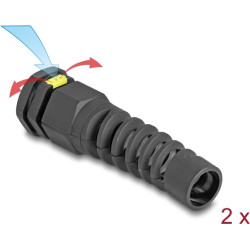 Delock Cable Gland M16 with ventilation and strain relief IP68 dust and waterproof black 2 pieces