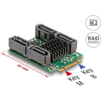 Delock Converter M.2 Key B+M male to 4 x SATA male with RAID and HyperDuo
