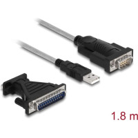 Delock Adapter USB 2.0 Type-A to 1 x Serial RS-232 D-Sub 9 + Adapter D-Sub 25