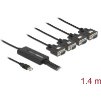 Delock Adapter USB 2.0 Type-A male > 4 x Serial RS-232 DB9 male