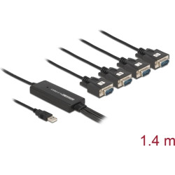 Delock Adapter USB 2.0 Type-A male > 4 x Serial RS-232 DB9 male
