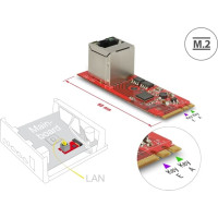 Delock Converter M.2 Key A+E male > 1 x RJ45 Gigabit LAN port vertical