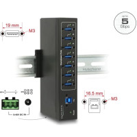Delock External Industry Hub 7 x USB 3.0 Type-A with 20 kV ESD protection