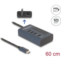 Delock USB 10 Gbps Hub with 4 USB Type-C™ Ports thereof 3 x Data Port + 1 x Data and PD 20 Watt with power indicator