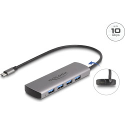 Delock USB 10 Gbps 4 Port USB Type-A Hub with USB Type-C™ connector and additional power port