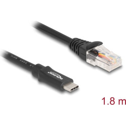 Delock Adapter USB 2.0 Type-C™ male to 1 x Serial RS-232 RJ45 male 1,8 m black